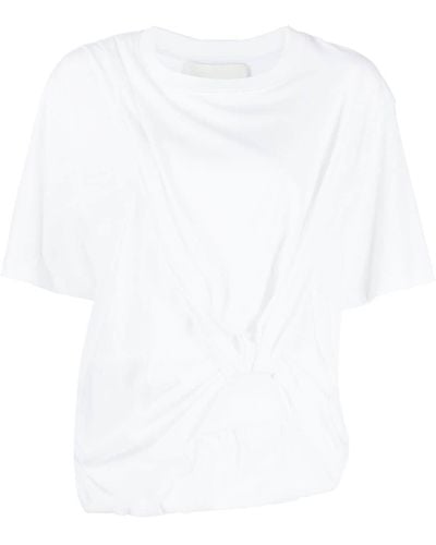 3.1 Phillip Lim Drape-detail Cotton T-shirt - White