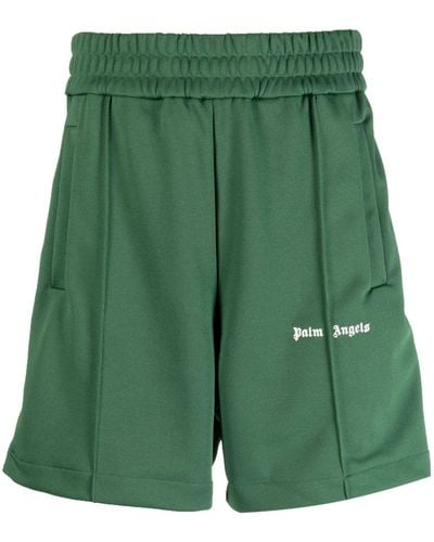 Palm Angels New Classic Embroidered Track Shorts - Green