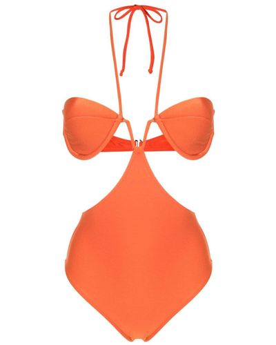 Adriana Degreas Bañador con charm del logo - Naranja