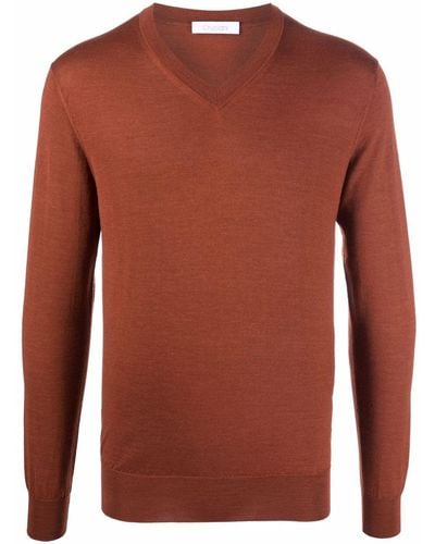 Cruciani V-neck Cashmere-silk Sweater - Brown
