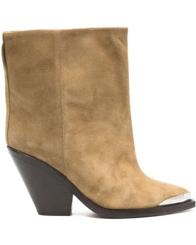 Isabel Marant Ladel 90mm Suede Boots - Natural