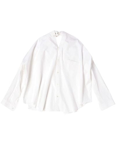 Balenciaga Chemise nouée à manches longues - Blanc