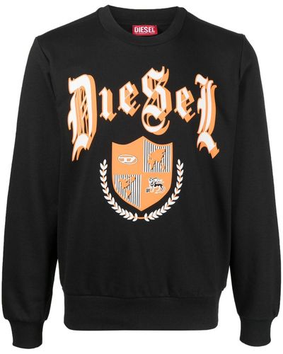 DIESEL Sweat en coton mélangé à logo imprimé - Noir