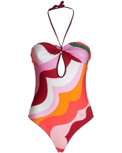 Etro All-over Swirl-print Swimsuit - Red