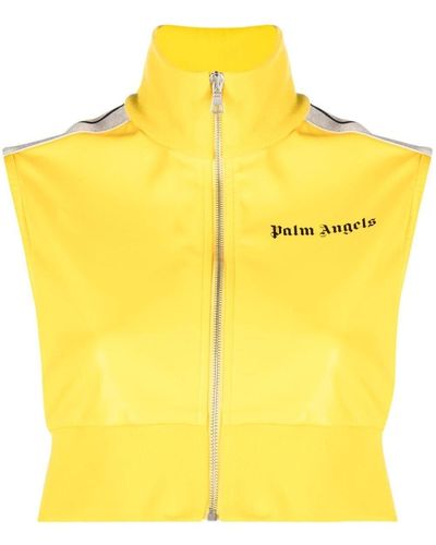 Palm Angels Logo-print Cropped Top - Yellow