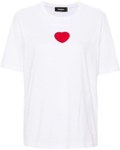 DSquared² T-Shirt mit Herz-Patch - Weiß