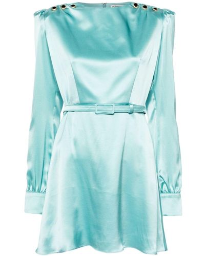 Alessandra Rich Belted Silk Minidress - Blue