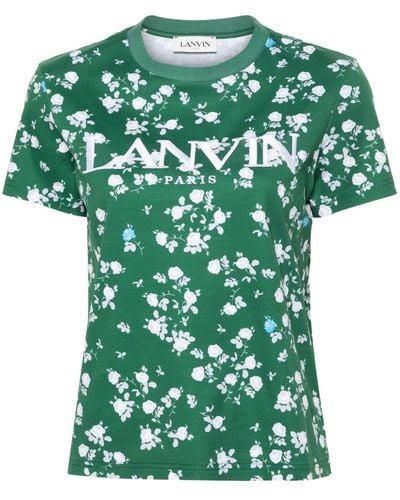 Lanvin Logo-embroidered Cotton T-shirt - グリーン