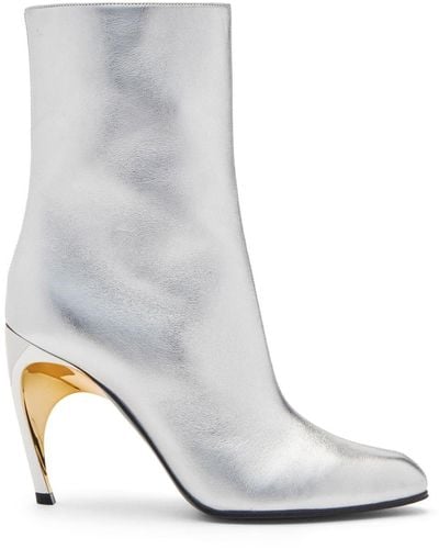 Alexander McQueen Armadillo 95mm Leather Ankle Boots - White