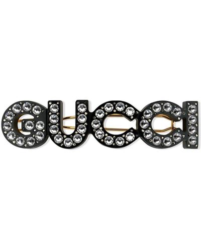 Gucci Barrette à ornements en cristal - Noir