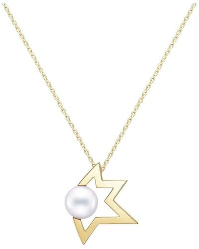 Tasaki 18kt Yellow Gold Collection Line Comet Plus Pearl Pendant Necklace - Metallic