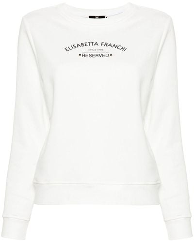 Elisabetta Franchi Jersey Sweater Met Logoprint - Wit