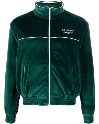 Sporty & Rich Logo-embroidered Zipped Sweatshirt - Green