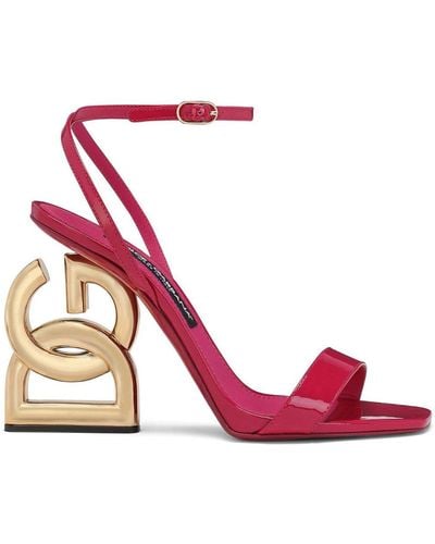 Dolce & Gabbana Patent Leather Kiera Sandals 105 - Red