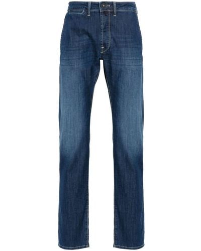 Incotex Jeans slim con cuciture a contrasto - Blu