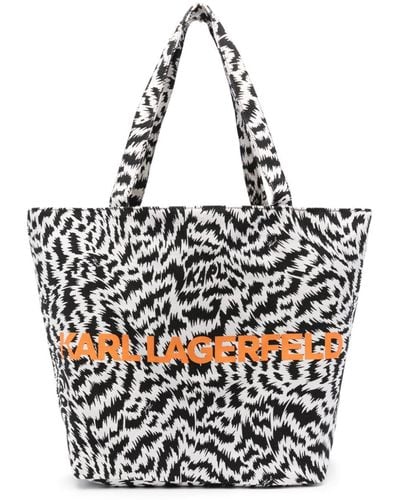 Karl Lagerfeld Logo-print Canvas Tote Bag - White