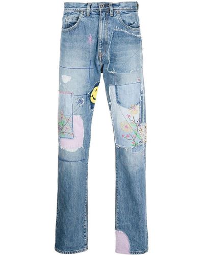 Kapital Okabilly Patchwork Straight-leg Jeans - Blue