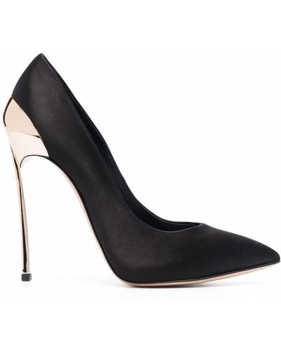 Casadei Satin Metallic-stiletto Court Shoes - Black
