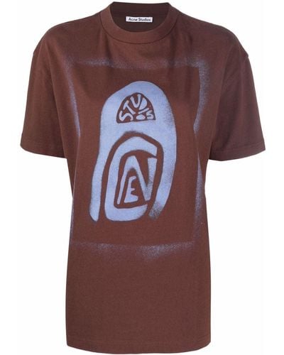 Acne Studios ロゴ Tシャツ - ブラウン