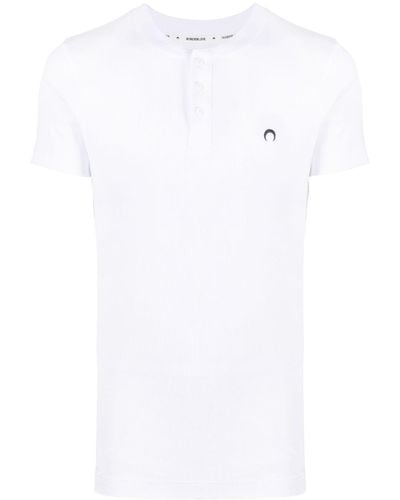 Marine Serre Crescent Moon-embroidered Buttoned Shirt - White