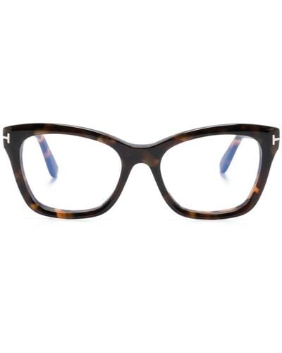 Tom Ford Cat-Eye-Brille mit Blaufilter - Braun