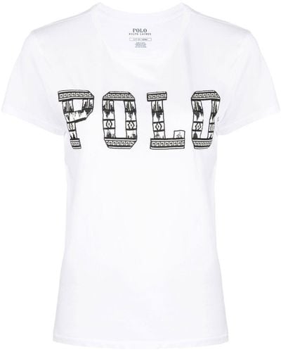 Polo Ralph Lauren Camiseta con logo de lentejuelas - Blanco
