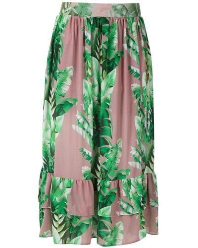Amir Slama Printed Ruffle Skirt - Green