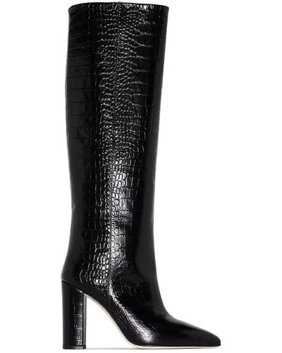 Paris Texas Stivali in pelle con stampa coccodrillo - Nero