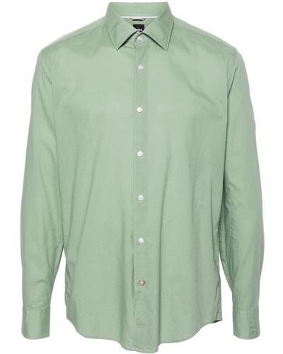 BOSS Poplin Cotton Shirt - Green