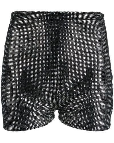 GIUSEPPE DI MORABITO Rhinestone-embellished High-waist Shorts - Black