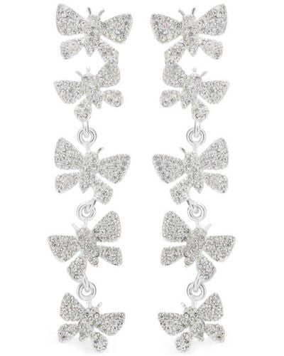 Oscar de la Renta Boucles d'oreilles pendantes Butterfly à ornements en cristal - Blanc