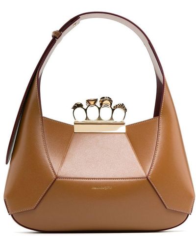 FOUR RING LEATHER SATCHEL BAG for Women - Alexander McQueen sale