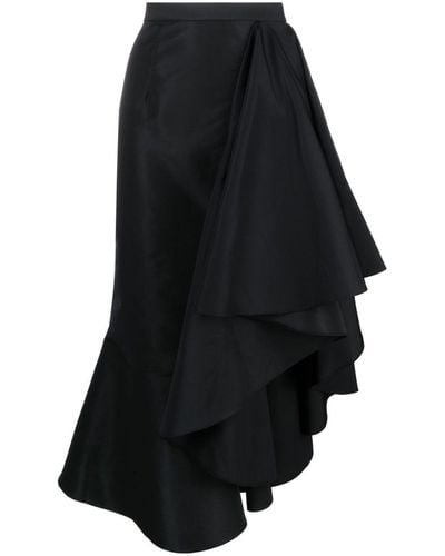 Alexander McQueen Slit Detail Midi Skirt - Black