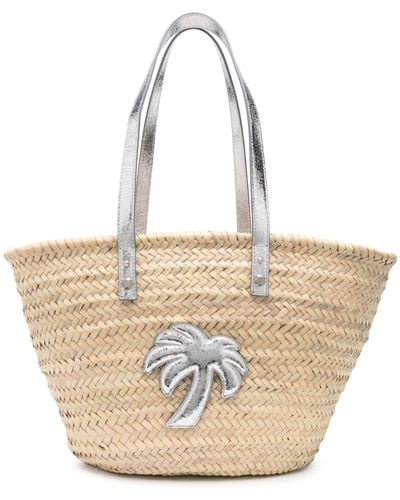 Palm Angels Logo-appliqué Straw Beach Bag - Natural