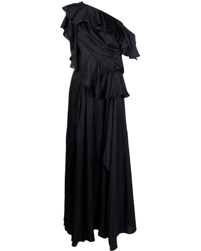 Zadig & Voltaire ワンショルダー ラッフルイブニングドレス - ブラック