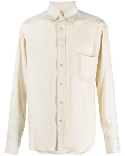 Tom Ford Polka Dot-print Satin Shirt - Natural