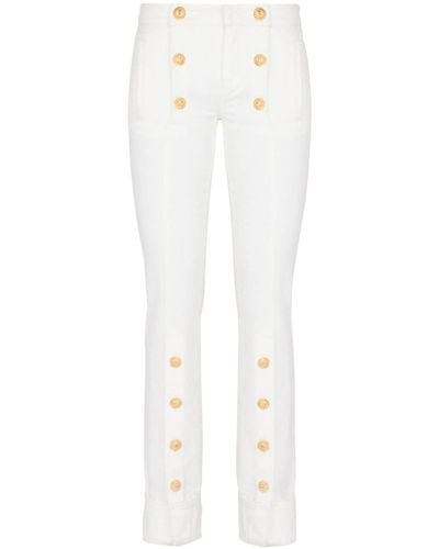 Balmain Button-detail Slim-cut Jeans - White