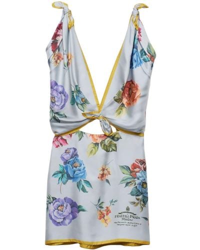 Prada Vestido corto con estampado floral - Gris