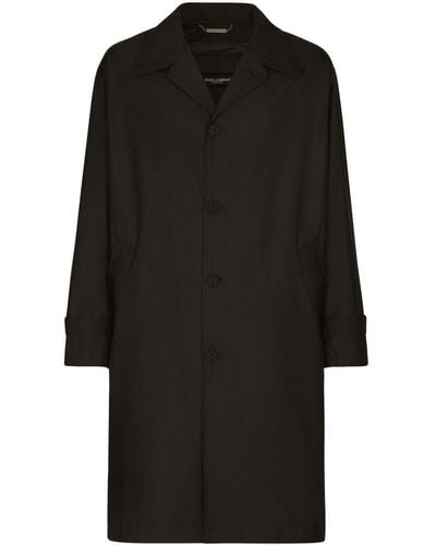 Dolce & Gabbana Nylon Trench Coat With Logo Tag - Black