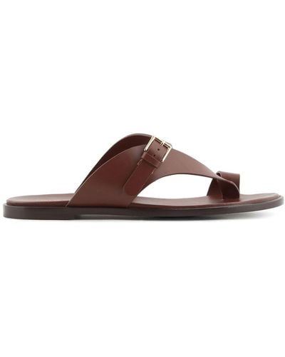 Emporio Armani Leather Thong Sandals - Brown