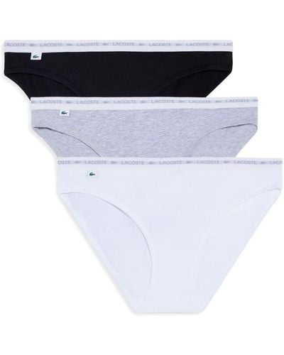 Lacoste Logo-waistband Briefs (pack Of Three) - White