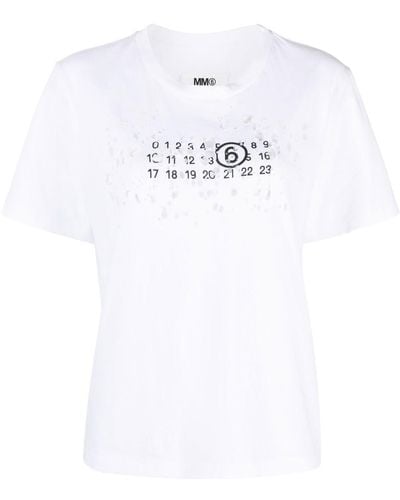 MM6 by Maison Martin Margiela T-shirt en coton à motif signature - Blanc