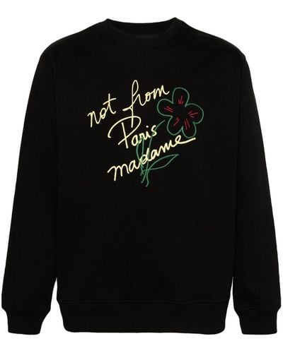 Drole de Monsieur Slogan-print Cotton Sweatshirt - Black