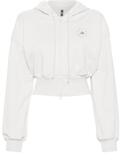 adidas By Stella McCartney Sudadera corta con capucha y logo - Blanco