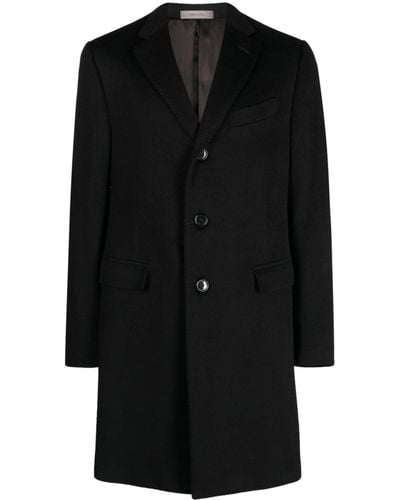 Corneliani Single-breasted Wool Coat - Black