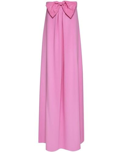 Oscar de la Renta Bow-embellished Long Strapless Dress - Pink