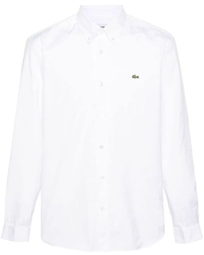 Lacoste Logo-patch Cotton Shirt - Wit