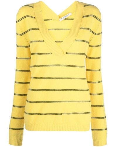 Philosophy Di Lorenzo Serafini Striped V-neck Sweater - Yellow