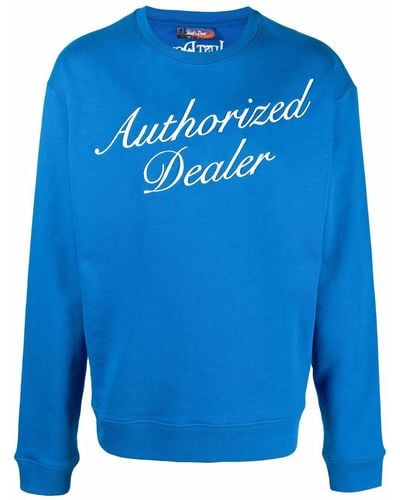 Just Don Authorized Dealer-print Rib-trimmed Sweatshirt - Blue
