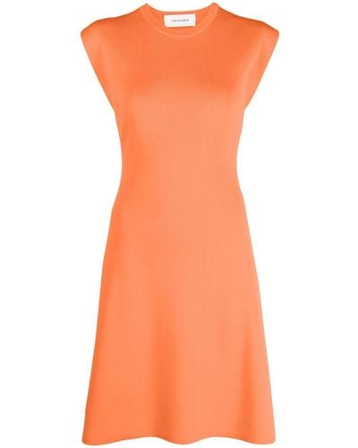 Yves Salomon Vestido corto de canalé fino sin mangas - Naranja